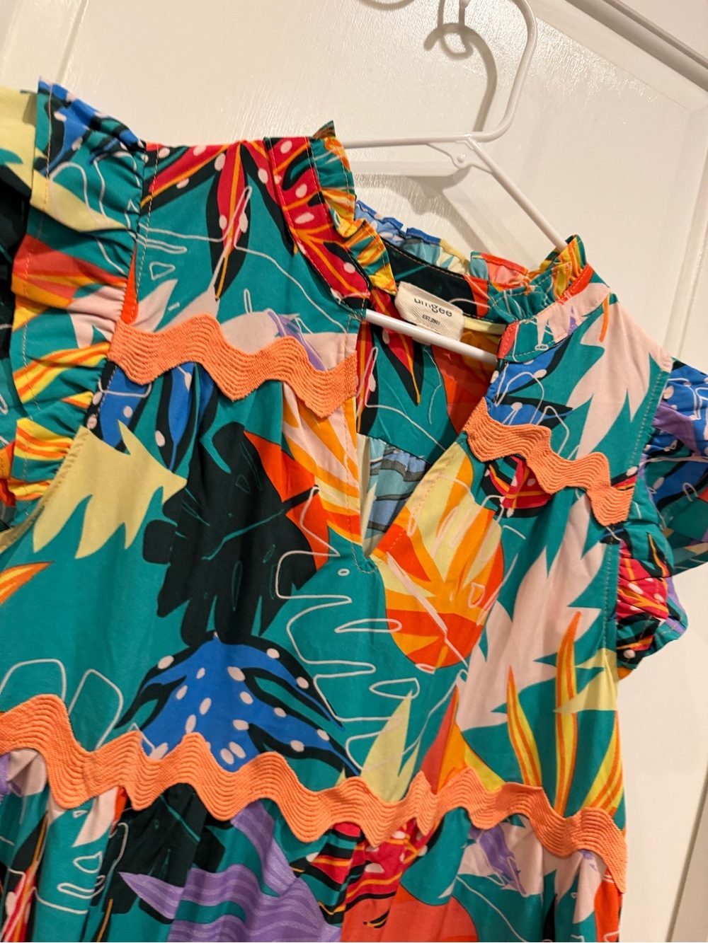 Umgee Tropical Multi-Color Ruffle Sleeve Dress - Picture 2 of 7